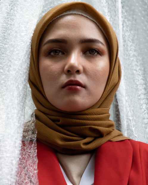 woman wearing brown hijab